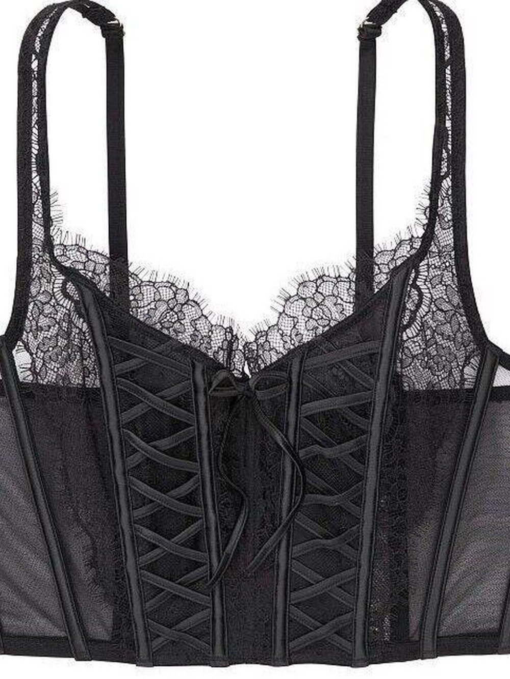 Victoria's Secret Black Lace Corset-Style Tank Top